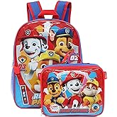 Ruz Paw Patrol Boys 16 Inch Backpack With Removable Matching Lunch Box Set (Blue-Light Blue-Red)