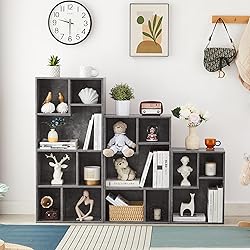 VECELO 5 Cube Modern Bookcases, 3 Tier