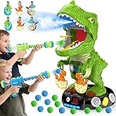 EagleStone Moving Dinosaur Shooting Toys for Kids 5-7, Electronic T-Rex Shoot Target Game with Mist Spray, LED Score, Roar & Light, 3-Pair Dino Target, Birthday Gifts for 5 6 7 8 9 Year Old Boys Girls