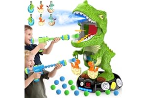 EagleStone Moving Dinosaur Shooting Toys for Kids 5-7, Electronic T-Rex Shoot Target Game with Mist Spray, LED Score, Roar & Light, 3-Pair Dino Target, Birthday Gifts for 5 6 7 8 9 Year Old Boys Girls