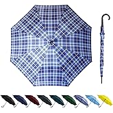 RusuiQinsan Large Stick Umbrella Windproof Automatic Open 50 Inch Umbrella with Hook Handle,Over Sized J Handle Umbrellas for Men and Women,Windproof Unbreakable Stick Rain Golf Umbrella.
