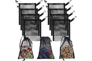 DSHTP 10PCS Mesh Drawstring Bags With Clips,5.9x7.9Inch Portable Nylon Storage Bags with Sliding Drawstring for toy, Sports Storage, Diving, Outdoor Activities Travel Kitchen