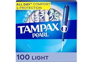 Tampax Pearl Tampons for Women, with LeakGuard Braid, Light Absorbency, Unscented, 100 Count (2 Packs of 50)