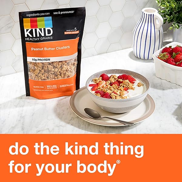 KIND HEALTHY GRAINS GRANOLA, PEANUT BUTTER CLUSTERS, GLUTEN FREE, HEALTHY SNACK MIX, 10G PROTEIN, 11OZ, 1 COUNT