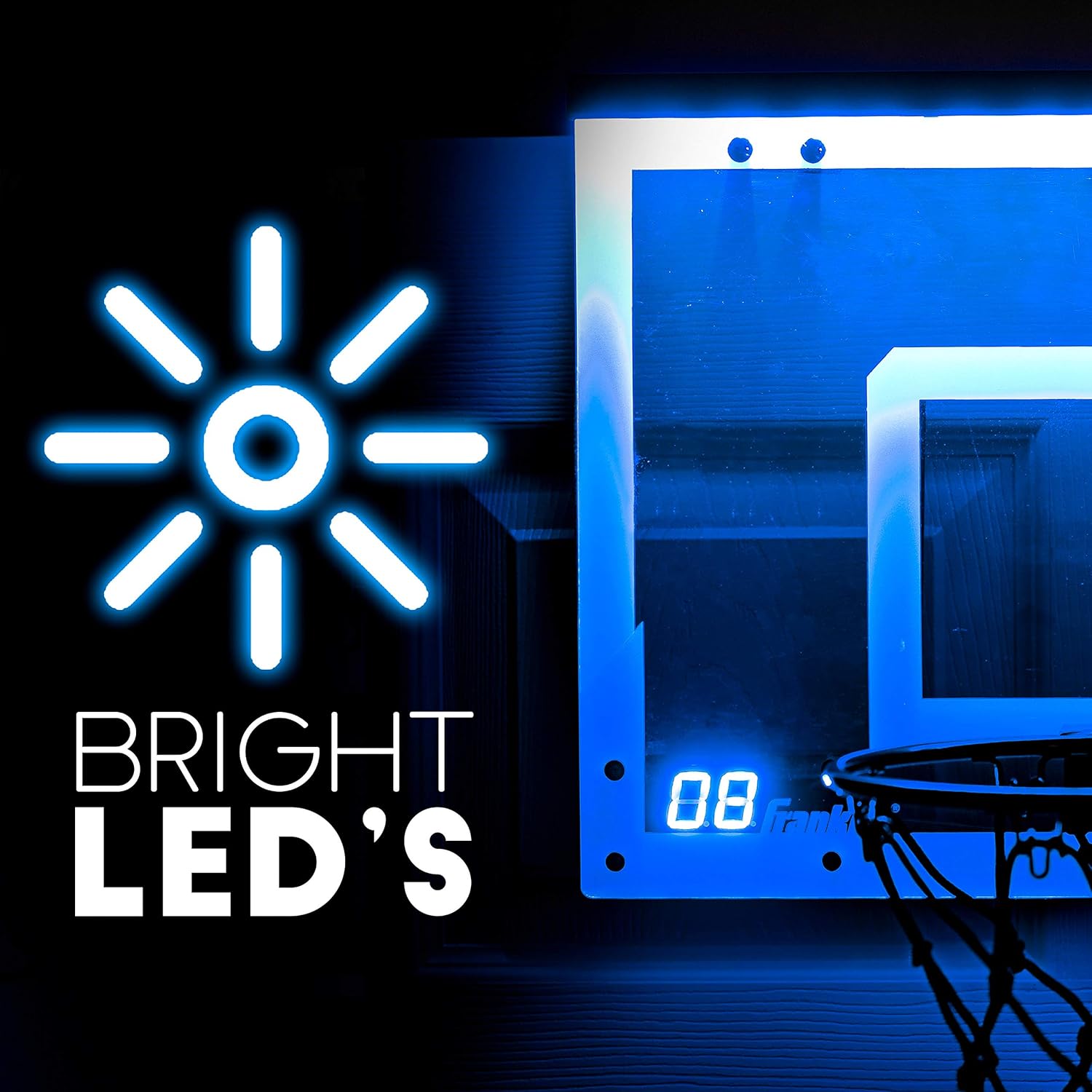 Franklin Sports Over The Door Mini LED Scoring Basketball Hoop - Slam Dunk Approved - Shatter Resistant - Accessories Included: Sports & Outdoors
