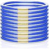 Glitter Jelly Bracelets, Soft Silicone Glitter Filled Jelly Bangles Bracelets Women- Sparkling Fashion Bangles for Women