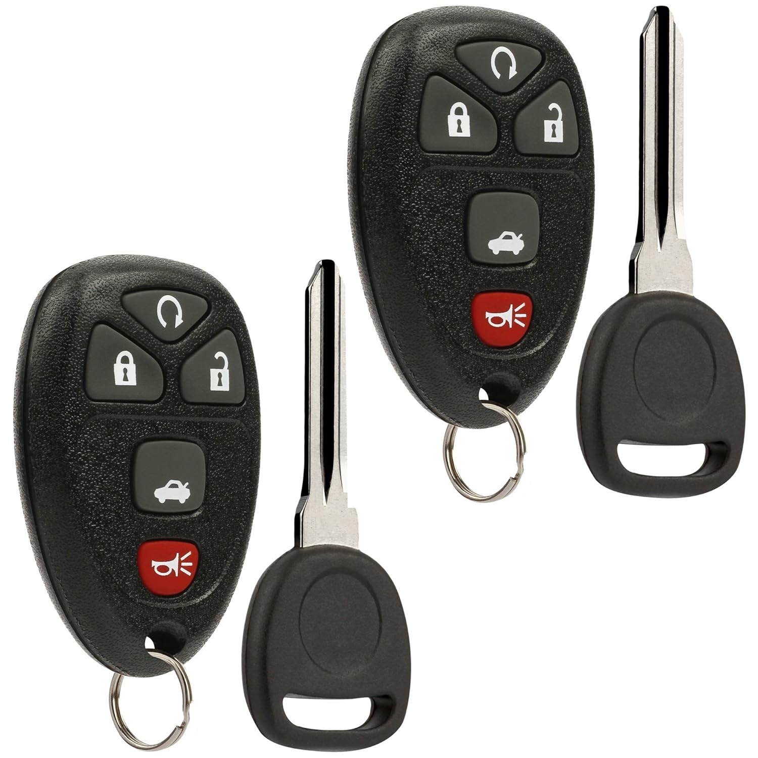 Key Fob Keyless Entry Remote with Ignition Key fits Cadillac DTS / Chevy Impala Monte Carlo 2006-2013 (OUC60270, OUC60221), Set of 2