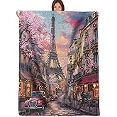 RQTWC Paris Throw Blanket Gifts for Boys Girls Kids Adults, Eiffel Tower Street View Theme Flannel Blankets for Travel Sofa Living Room Decor 50"X60"