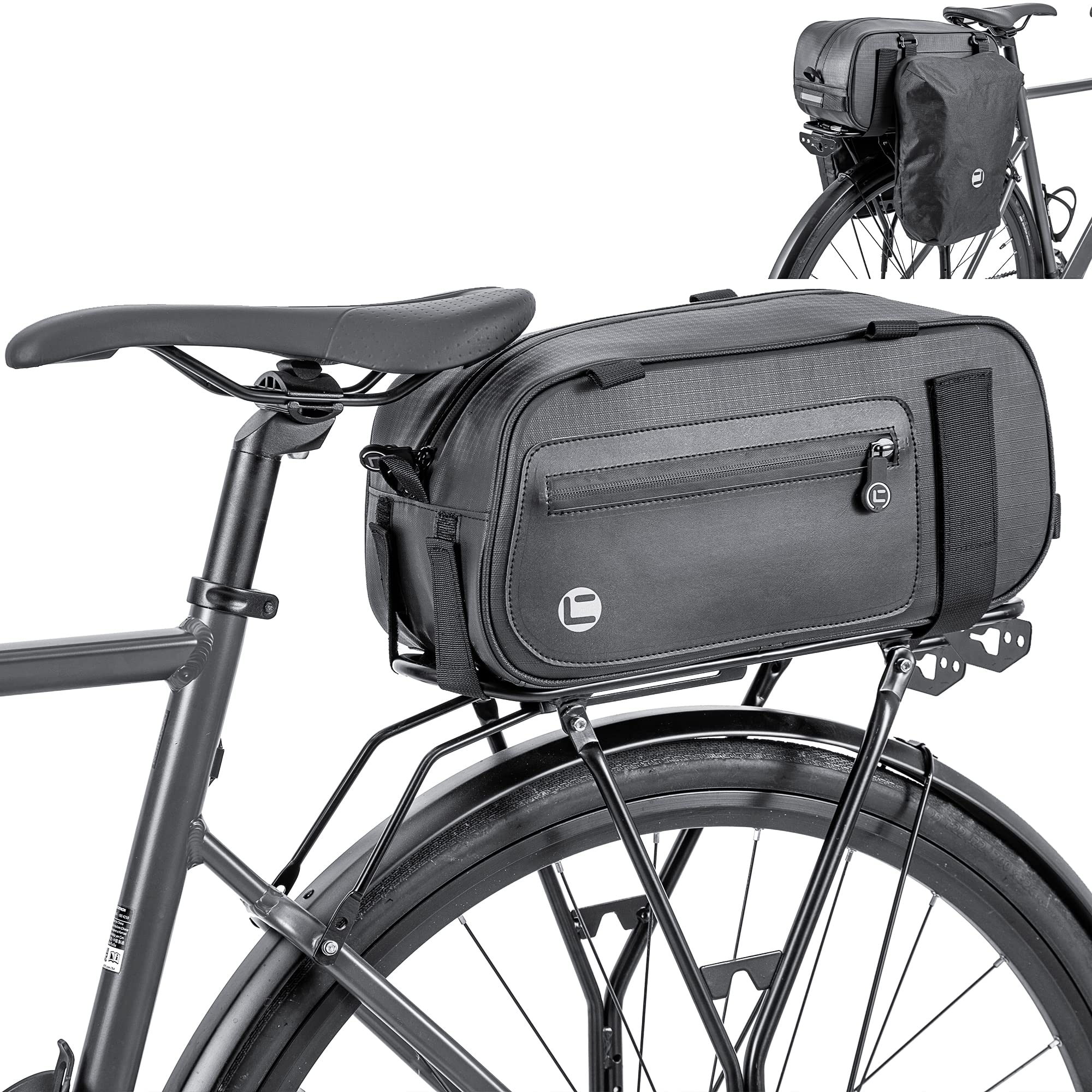 HOMPER Cycle Saddle Rear Rack Pannier Bike Bag, 26L Waterproof Panniers Bags with Shoulder Strap, Black Bike Bags Trunk Bags for Bicycle Rear Rack