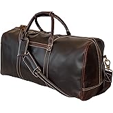 24" Leather Duffle Bag for Men & Women, Full Grain Leather Travel Overnight Weekender Sports Gym Carry On Duffel Bag by Rustic Town (Walnut Brown)