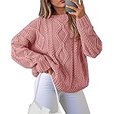 BTFBM Casual Women Long Sleeve Sweater 2026 Fall Ribbed Knit Pullover Loose Crewneck Cable Sweater Jumper Tops