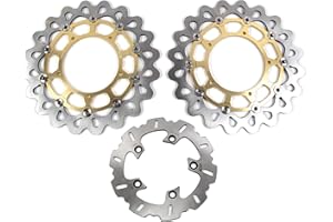 Arashi Front Rear Brake Disc Rotors for Yamaha YZF R1 R1M 2004-2006 2015-2022 / R6 2017-2019 / MT10 FZ10 (ABS) 2016-2020 / MT-10 FZ-10 SP 2017-2018 Motorcycle Replacement Accessories Gold