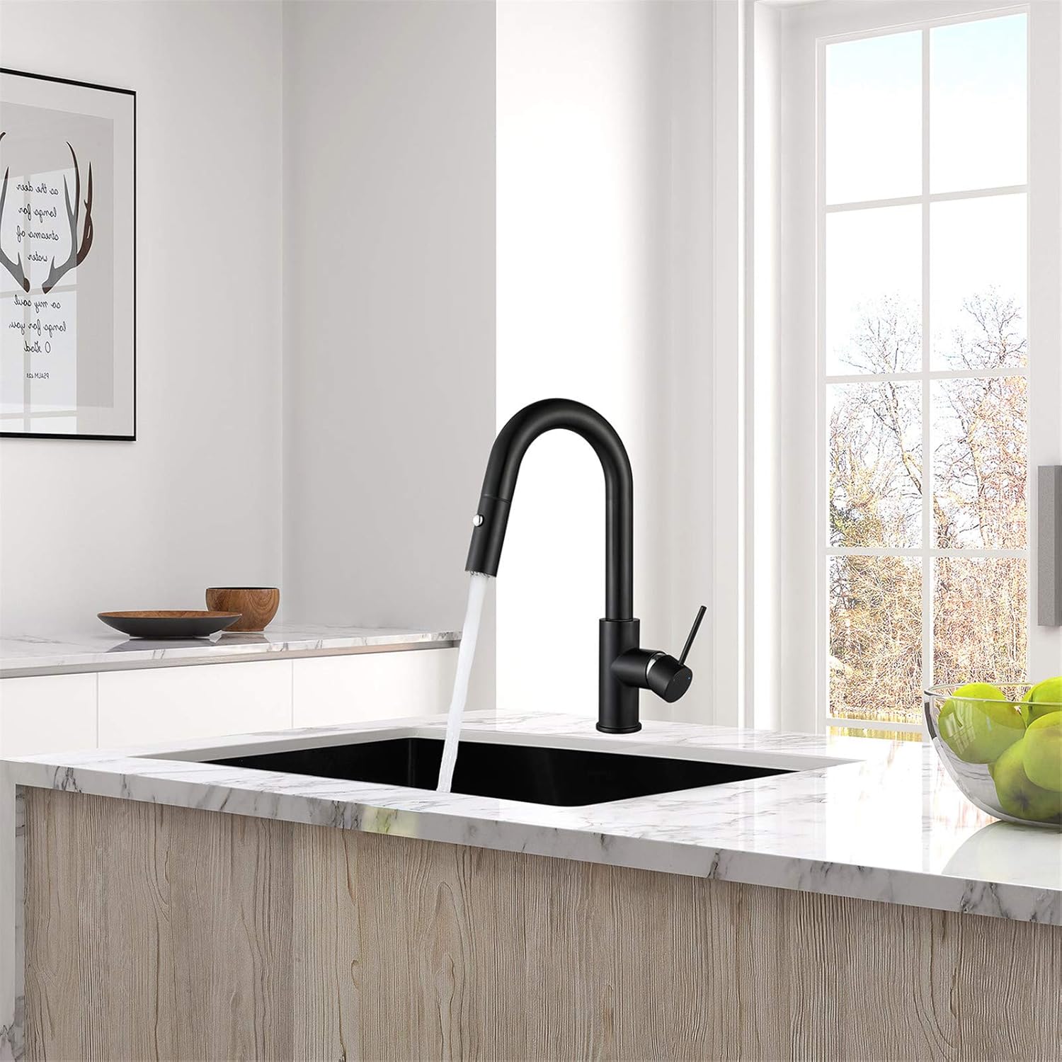 AguaStella AS59MB Matte Black Bar Faucet or Prep Kitchen Sink Faucet with Pull Down Sprayer and Single Handle - - 