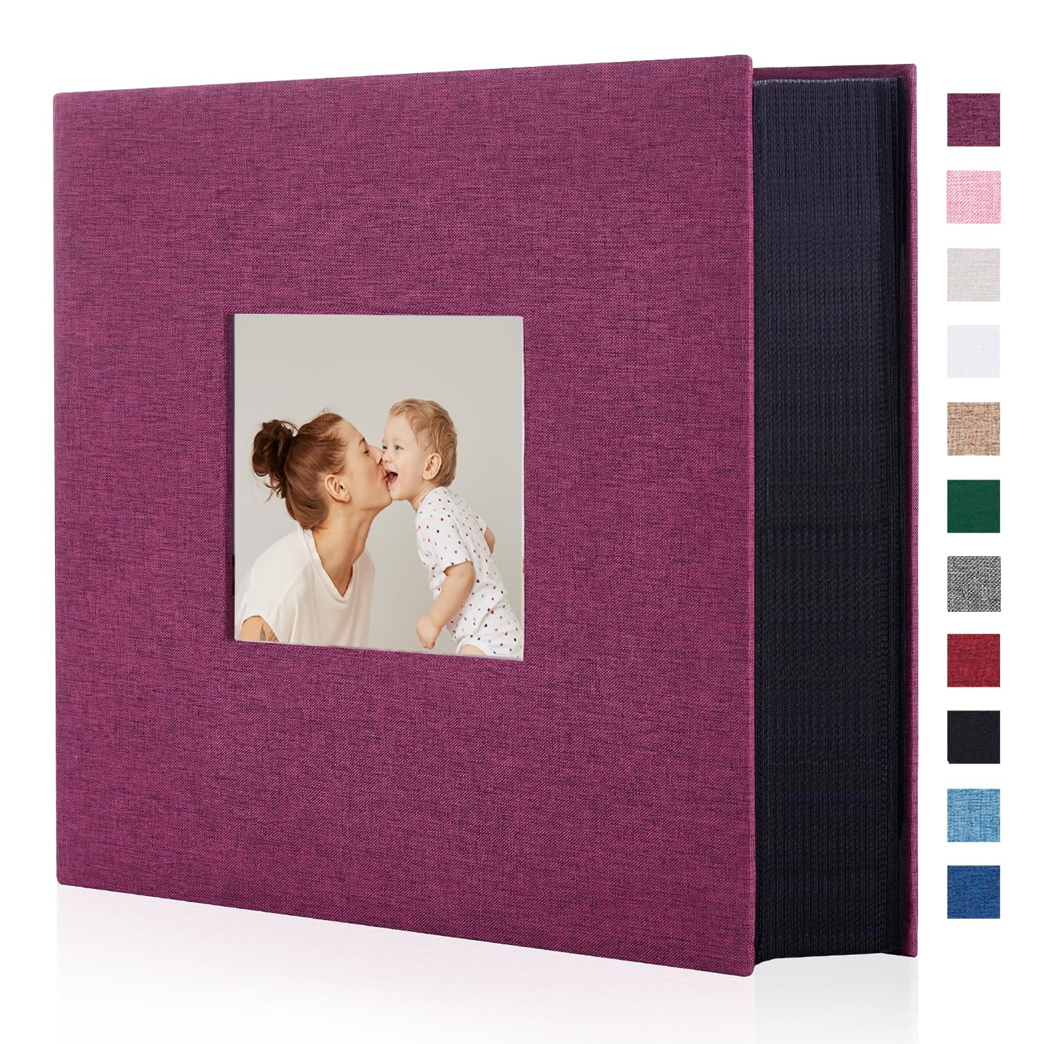 Miaikoe Photo Album 6x4 600 Pockets Slip in Large Capacity Album for Family Wedding Anniversary Linen Album Book Holds 600 Horizontal and Vertical 10x15cm Photos(600 Pockets, Purple)