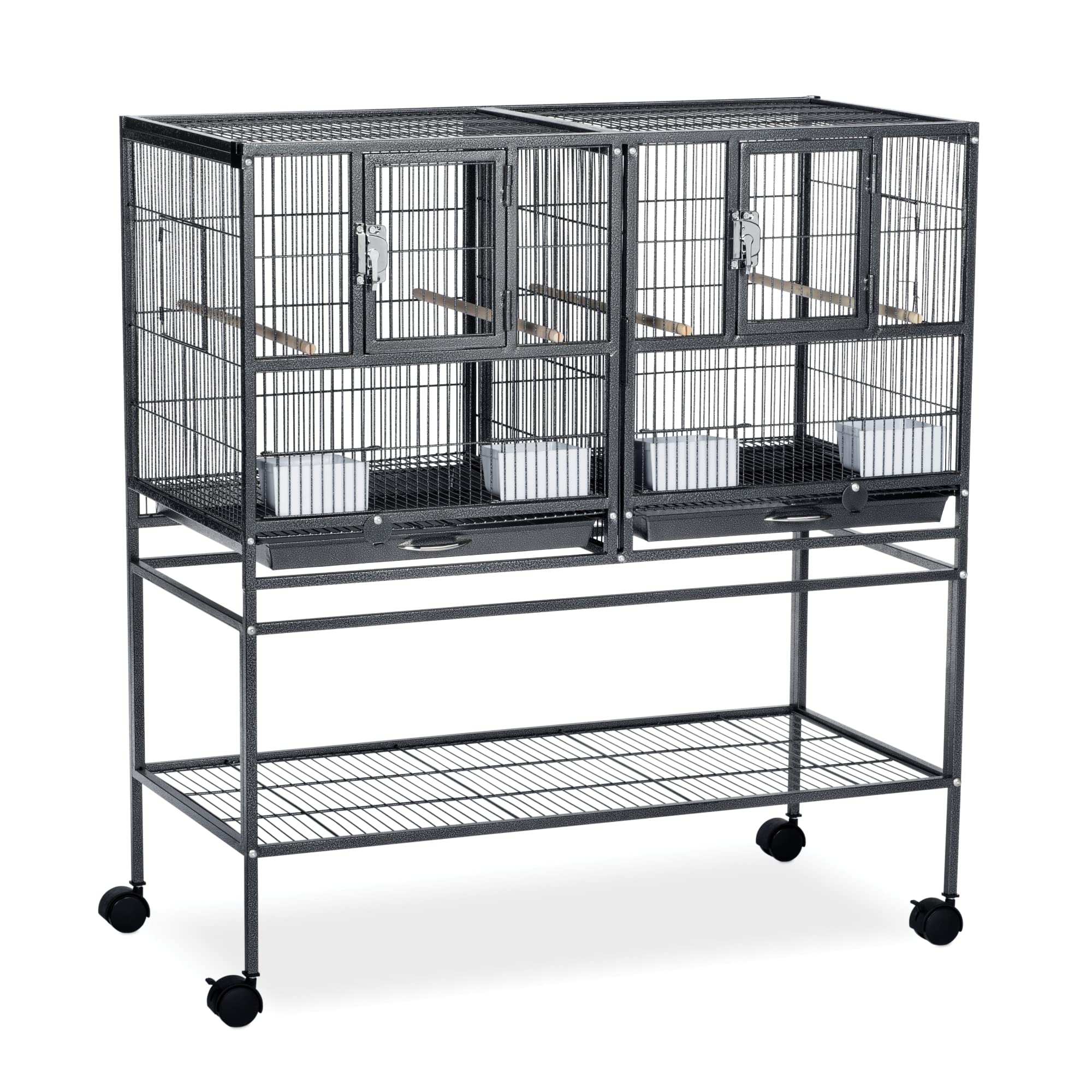 Prevue Pet Products F070 Hampton Deluxe Divided Breeder Cage with Stand,Black Hammertone,1/2"