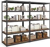 SONGMICS 2 Pack Shelving Unit 60 x 120 x 200 cm Rustic Brown Black Industrial
