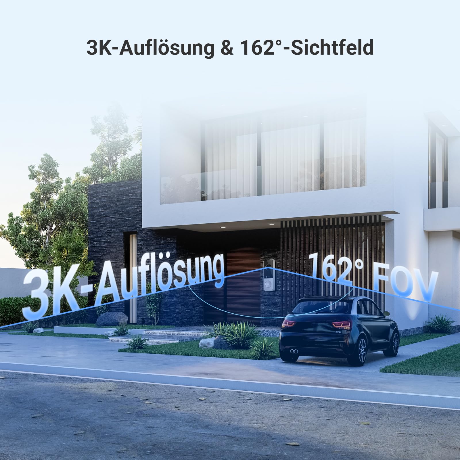 EZVIZ CP8 WLAN Video Türklingel Kabellos mit 3K 5MP Kamera, 9600mAh Herausnehmbarem Akku, Wi-Fi 6, Farbnachtsicht, 162° Weitwinkel, Personenerkennung, Chime, 2-Wege-Audio, Alexa & Google Assistant 3