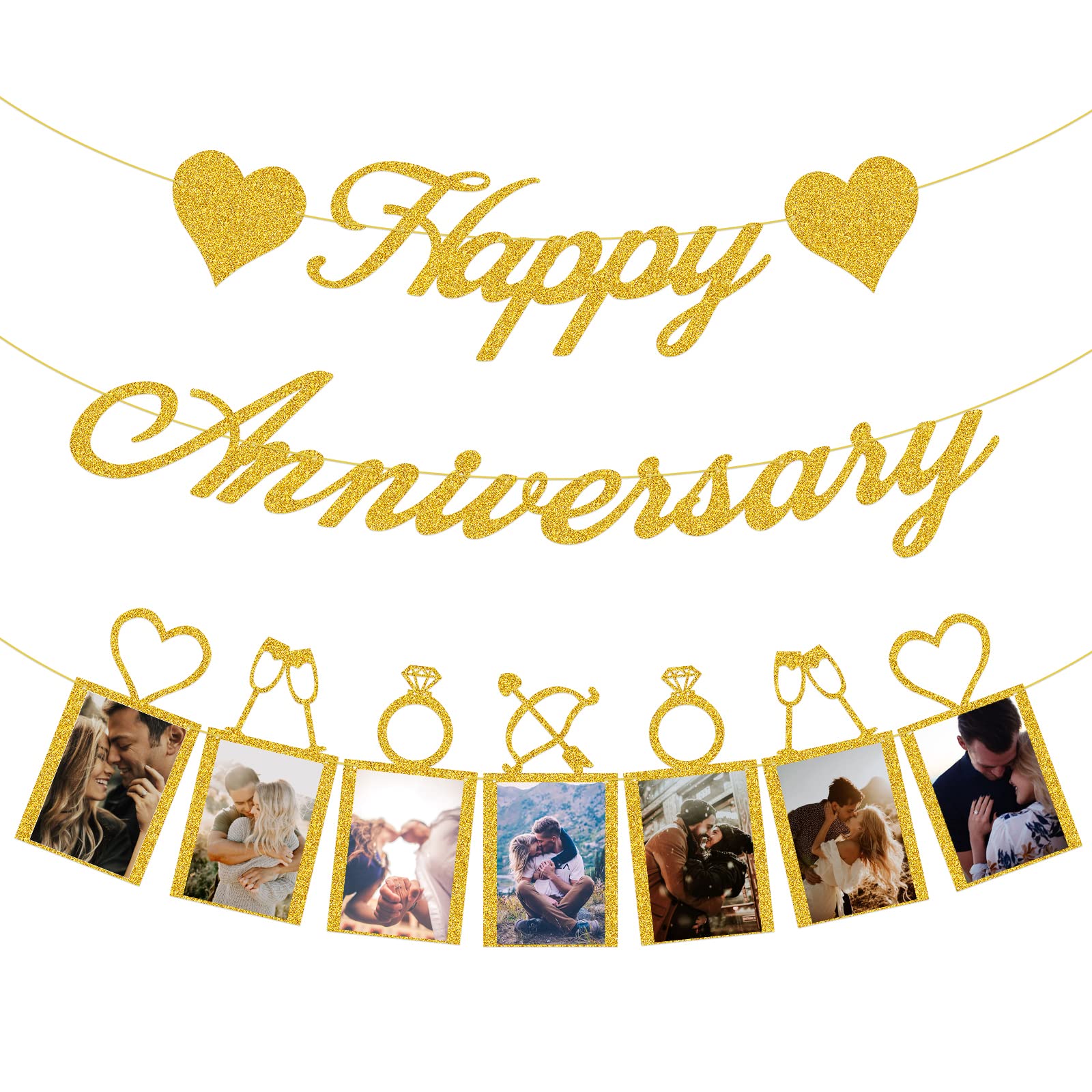 Photo 1 of Happy Anniversary Party Decorations - Banner and Photo Banner for Wedding Party Decor