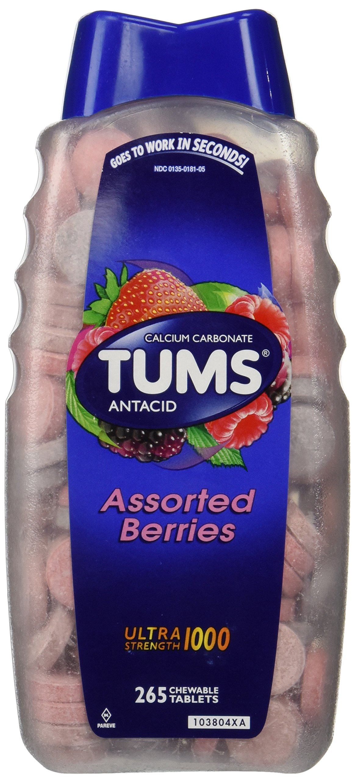 Tums Ultra Assorted Berries 265 Tablets Maximum Strength Antacid