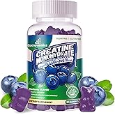 Creatine Monohydrate Gummies Complex for Men & Women -Advanced Formula W/L-Taurine + Vitamin B12, Sugar Free Chewable Supplement,90 Blueberry Gummies