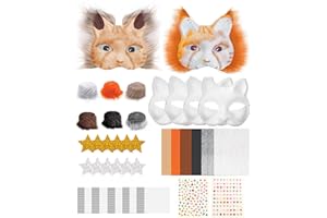 XIPEGPA Therian Masks Cat Masks with Felt Furs Eye Meshes to Paint Animal Facemask Arts Crafts Kit