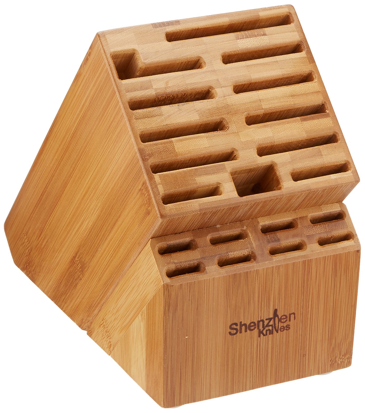 20 Slot Bamboo Universal Knife Block Without Knives. Knife Storage