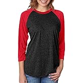 Next Level Apparel 6051 Unisex Tri-Blend 3 by 4 Sleeve Raglan - Vintage Black & Red, Large
