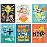 HoneyKICK Growth Mindset Posters for Classroom, 6-Piece Set, 11x14 | Six illustrated mindset posters | Mistakes, challenges, pride and asking for help | Unframed cardstock, fits 11x14 frames