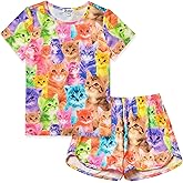 Jxstar Classic Girls Short-Sleeved Pajamas Two-Piece Summer Pj Sets 3-13Y