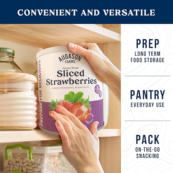 AUGASON FARMS FREEZE DRIED SLICED STRAWBERRIES CAN, EMERGENCY FOOD SUPPLY, EVERYDAY MEALS, 18 SERVINGS