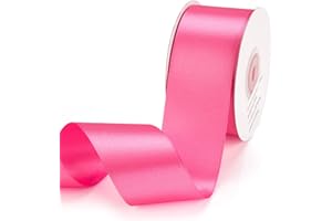 IHKFILAN Double Faced Satin Ribbon 1.5 Inch x 25 Yards Double Sided Solid Polyester Ribbon for Gift Wrapping Party Hair Braids Bow Baby Shower Decoration Floral Arrangement Craft Supplies, Hot Pink