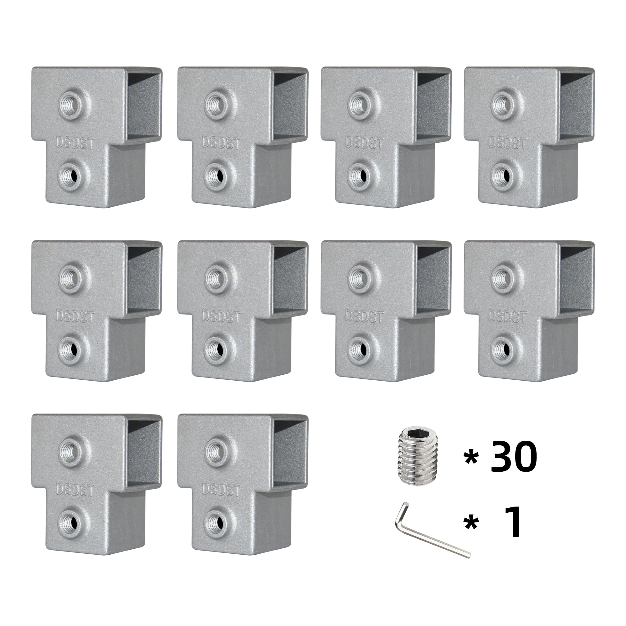 Photo 1 of 10Pack 3 Tee for 1 inch Square Tube, Aluminum Joint, Handrail Guardrail Fitting,Shelving,Plant stand, Storage rack Clamps