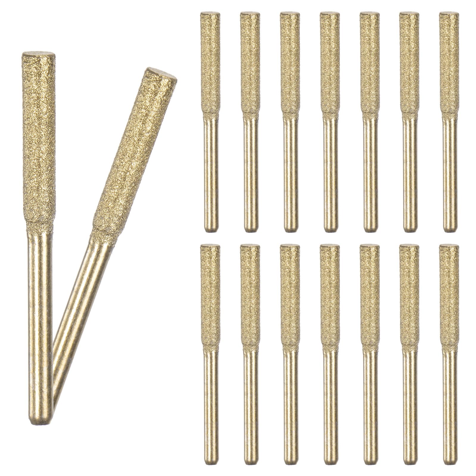 M METERXITY 16-Pack 5/32 Inch Titanium Plated Diamond Chainsaw Sharpener, High Hardness Grinding Stone Chainsaw Sharpening Kit for Electric Chainsaw Sharpener/Stone Carvings [3mm Gold]