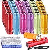 KunHe 60 Pack Small Mini Cheap Flashlights Bulk with Batteries Aluminum LED Bulk Flashlight for Party Favor Emergency Power O