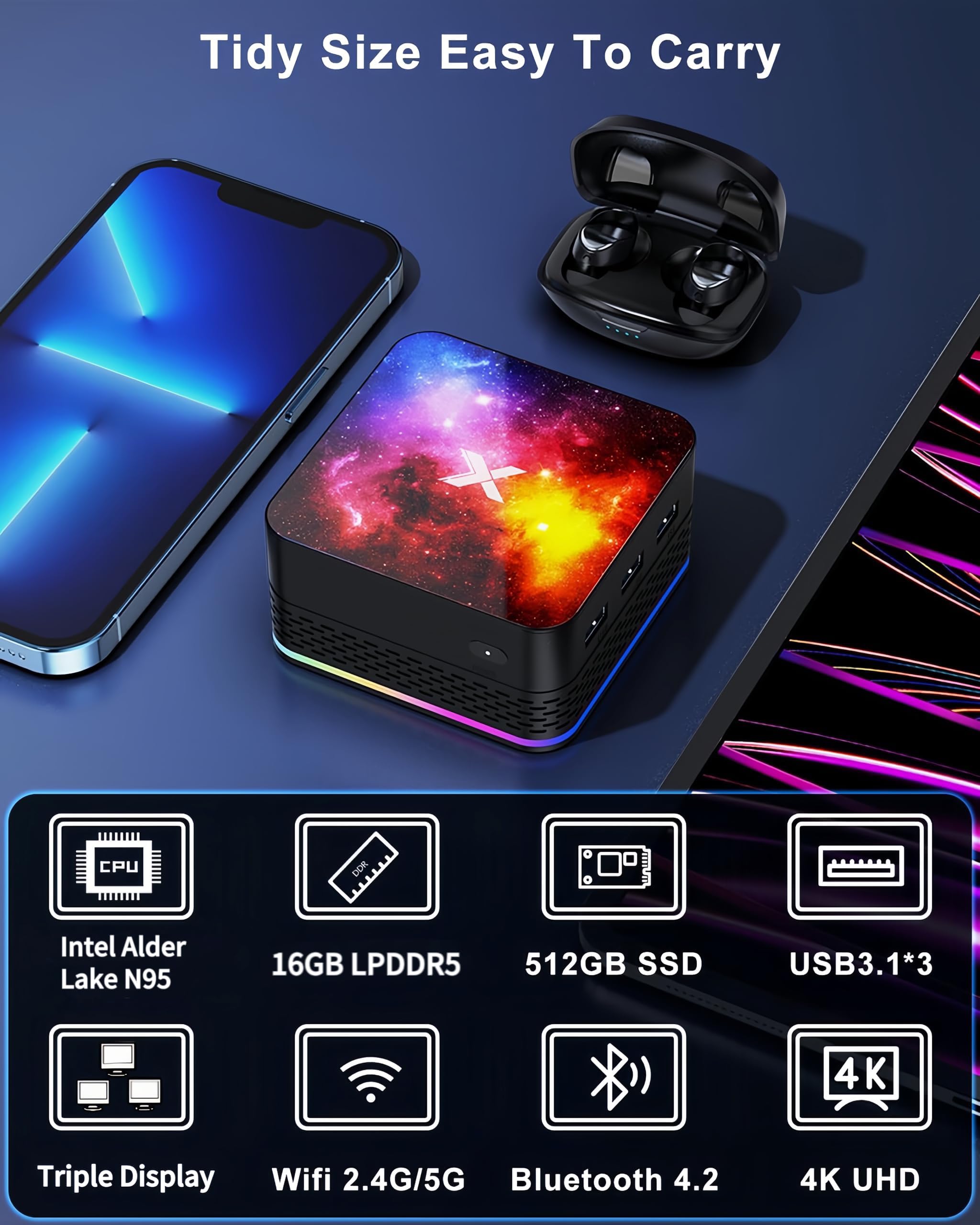 Intel N95 Mini Computer Mini PC Computer 16GB RAM 512GB SSD