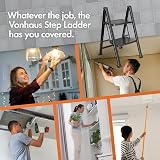 VonHaus Slim 2 Step Ladder Anti Slip Steps Feet 150kg Folding Steel Black view 7