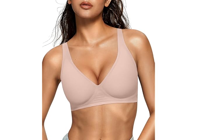 OEAK Womens Deep V Bras Wireless Comfortable Bra Supportive No Underwire Br...