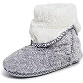 Dearfoams Women's Fuzzy Memory Foam Beth Bedroom Bootie Slipper Sock with Grippers