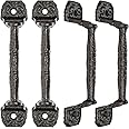 INIRET Sliding barn Door Handles，4 Packs 5.51" Cast Iron Handles,Dark Brown Vintage Metal Gate Pull Handle Fence Handle Antique Long Cabinet Handles for Outdoor,Garage,Closet,Interior,Drawer