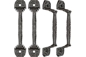 INIRET Sliding barn Door Handles，4 Packs 5.51" Cast Iron Handles,Dark Brown Vintage Metal Gate Pull Handle Fence Handle Antique Long Cabinet Handles for Outdoor,Garage,Closet,Interior,Drawer