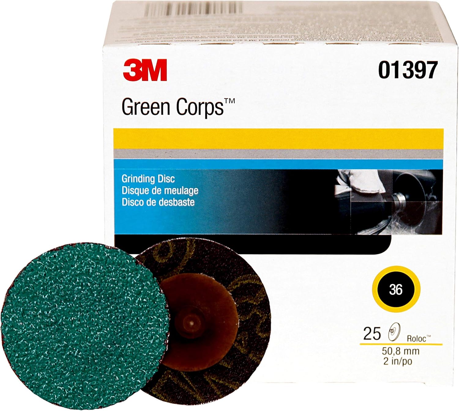 3M Green Corps Roloc Disc, 01397, 36YF, 2 in, 25 discs per pack: Garden & Outdoor