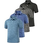 Ullnoy Boys Short Sleeve Polo Shirt Moisture Wicking Golf Shirt Kids School Camp Uniform Shirts Boys 4 Pack