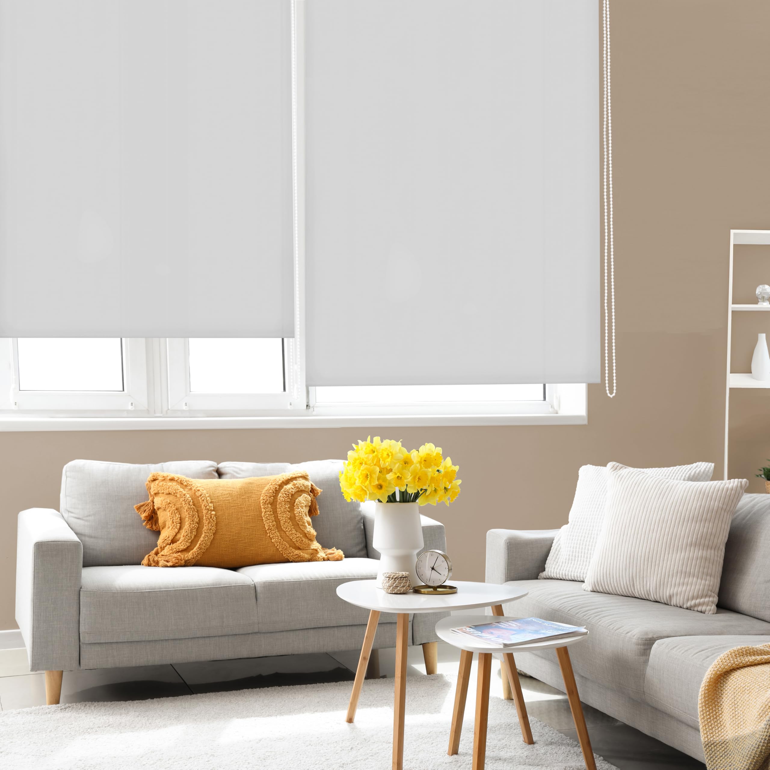 Blindecor Ara - Plain translucent roller blind, silver grey, 120x250 cm (width x height)