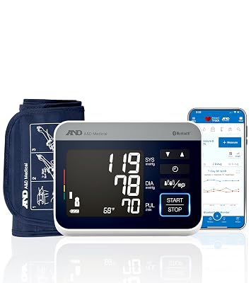A&D Medical Precision Check Pro Blood Pressure Monitor for Home Use with Bluetooth UA-910BLE - Wide Range Cuff (8.6-16.5" / 22-42cm), 4 Users, iOS & Android Compatible, AC Adapter & Carrying Case