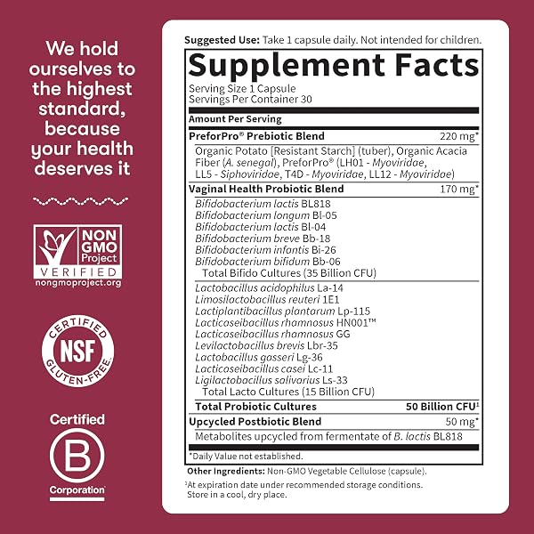 GARDEN OF LIFE, DR FORMULATED ONCE DAILY 3-IN-1 COMPLETE PREBIOTICS, POSTBIOTICS AND PROBIOTICS FOR WOMEN, PRE + PRO + POSTBIOTIC SUPPLEMENT FOR WOMEN’S DIGESTIVE, IMMUNE AND VAGINAL HEALTH, 30 DAY SUPPLY