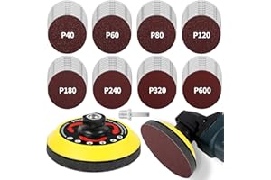 Pomsare 80PCS Angle Grinder Sanding Discs, 5 Inch Upgraded Hook and Loop Backing Pad Attachments with 5/8-11 Threads, Sanding