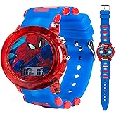 Marvel Spider-Man Kids' LCD Watch – Flashing LED Bullet Band, Digital Time Display, Red & Blue Design, Durable Plastic Case, Adjustable Silicone Strap – Fits Wrists 5.5" to 8"