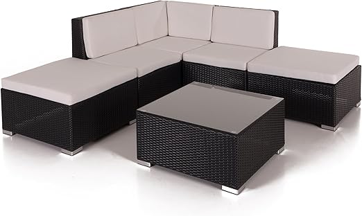 Poly Rattan Lounge Sofa Set Rattan Garnitur Gartenmobel Braun Alu Rahmen Couch Tabbouli Eu