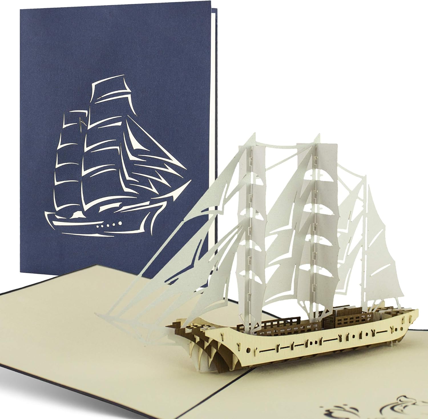 B11 Sailing Ship, Pop up Card, Handmade, Laser Cut, Greeting Card