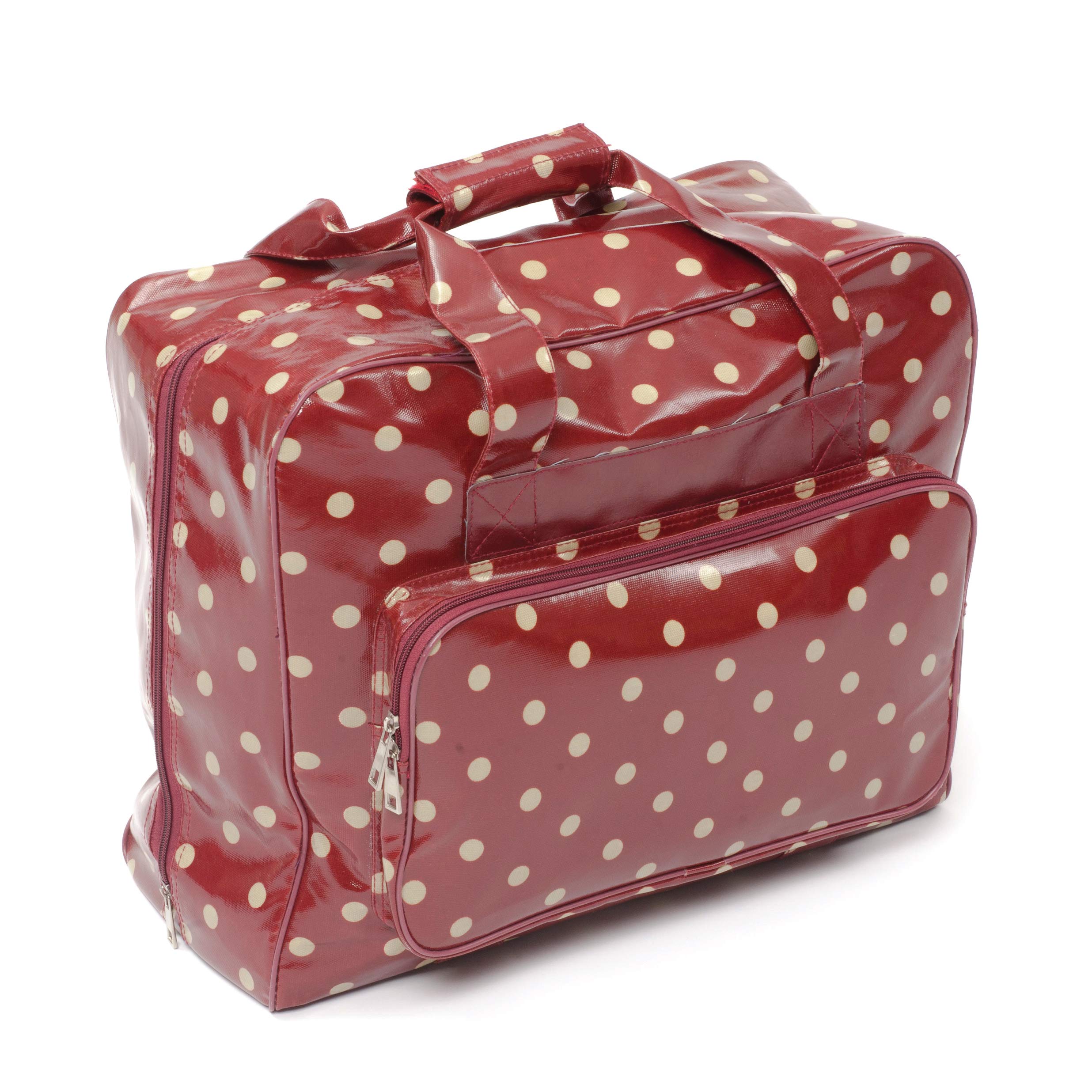 Hobby Gift MRB.003 PVC Sewing Machine Bag Polka, Cotton, Burgandy, 44x19x37 cm, Burgundy